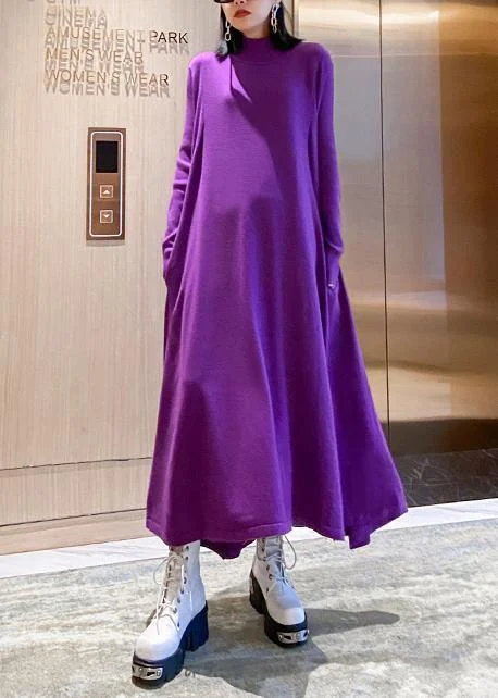 Christmas purple Sweater weather Women high neck large hem tunic fall knit dress Lightweight Heavyweight Midweight Christmas purple Sweater weather Women high neck large hem tunic fall knit dress Lightweight Heavyweight Midweight