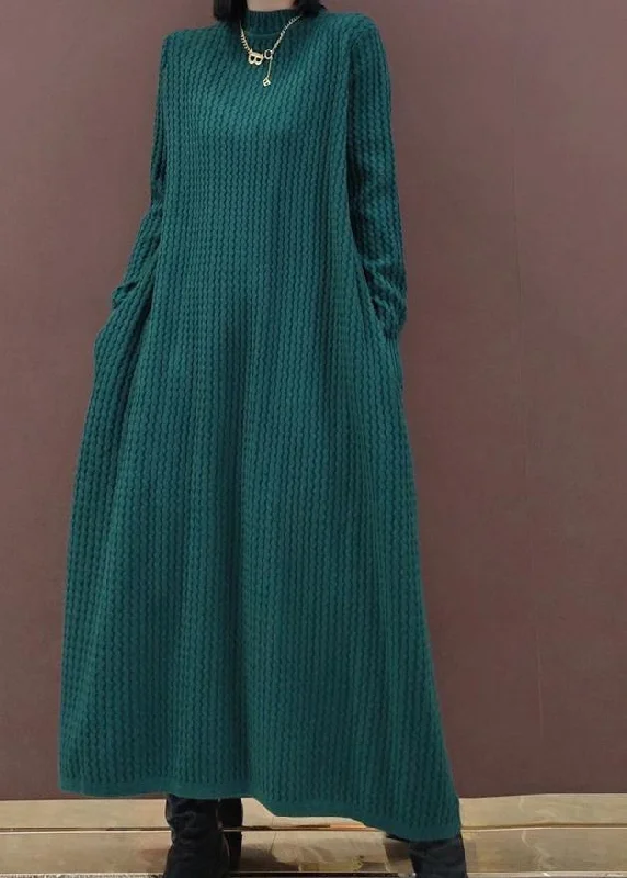 Chunky O Neck Sweater Dress Outfit Vintage Funny Knitted Dress Satin Blend Silk Blend Wool Blend