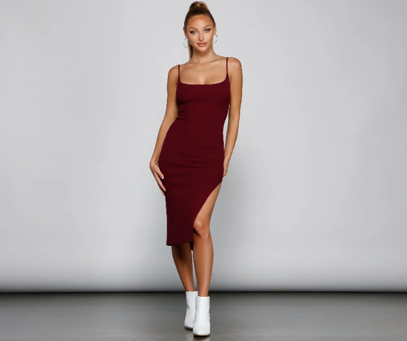 Chic And Seamless Charming Midi Sweater Dress Solid Print Embellished
