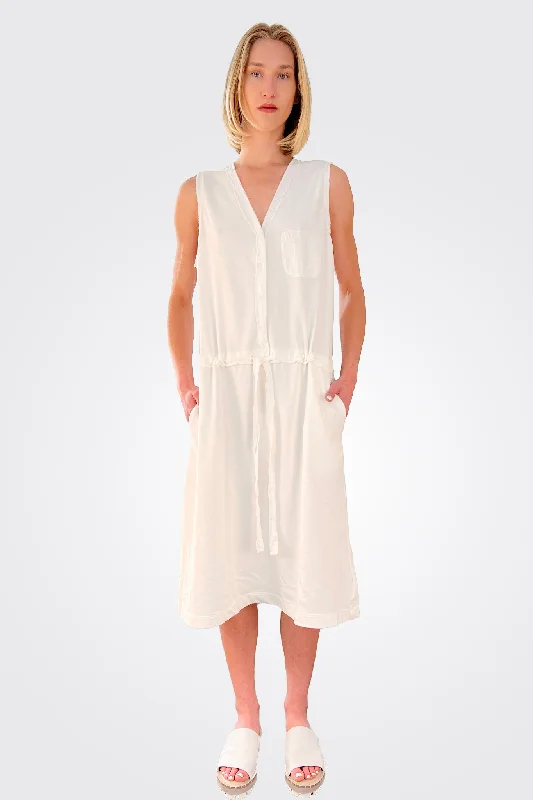 Cotton Synched Waist Dress - Natural Tunics Handmade artisanal