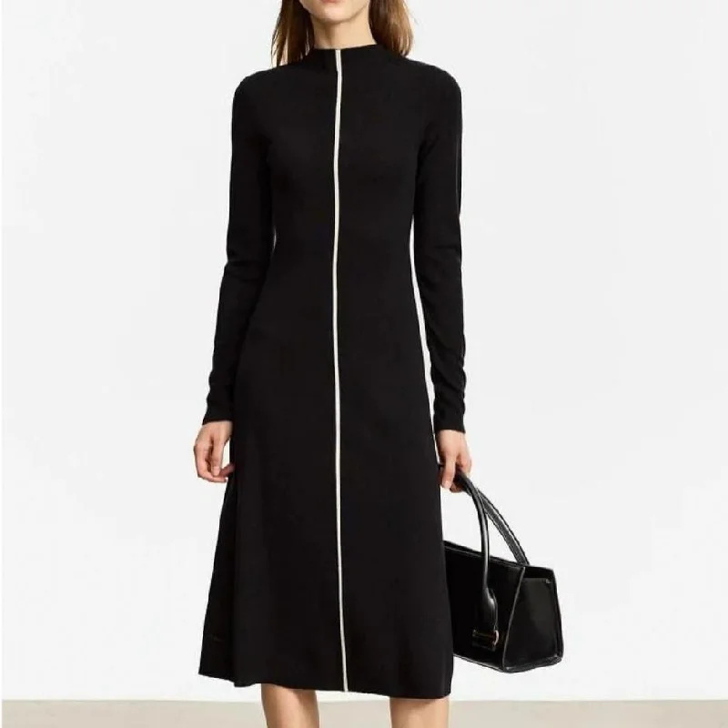 Elegant Autumn A-line Sweater Dress Spandex Blend Rayon Blend Denim Blend