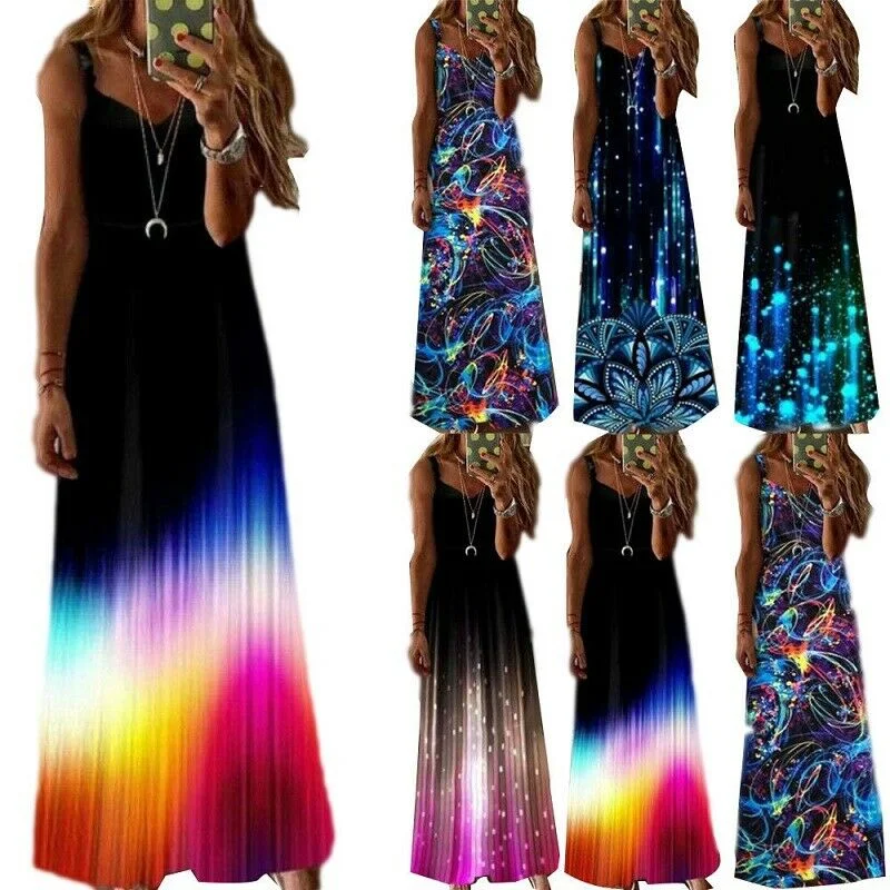 Floral Slim Club Loose Long Dress Tunics Mesh breathable
