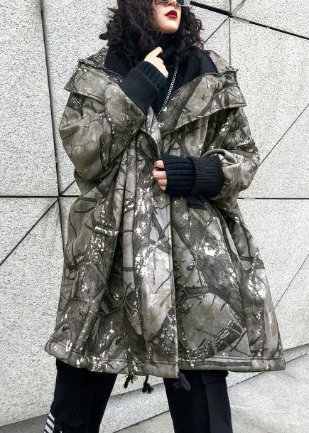 For Spring gray print Sweater weather fashion drawstring hooded knitted tops Turtle Neck Boat Neck Asymmetrical Neck