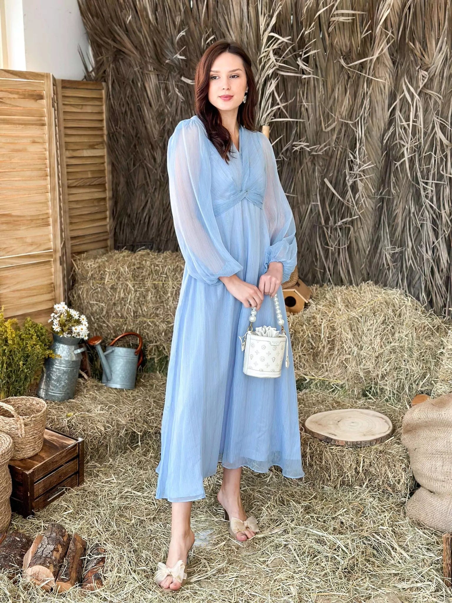 Glitter Sky Long Dress Tunics Solid Classic