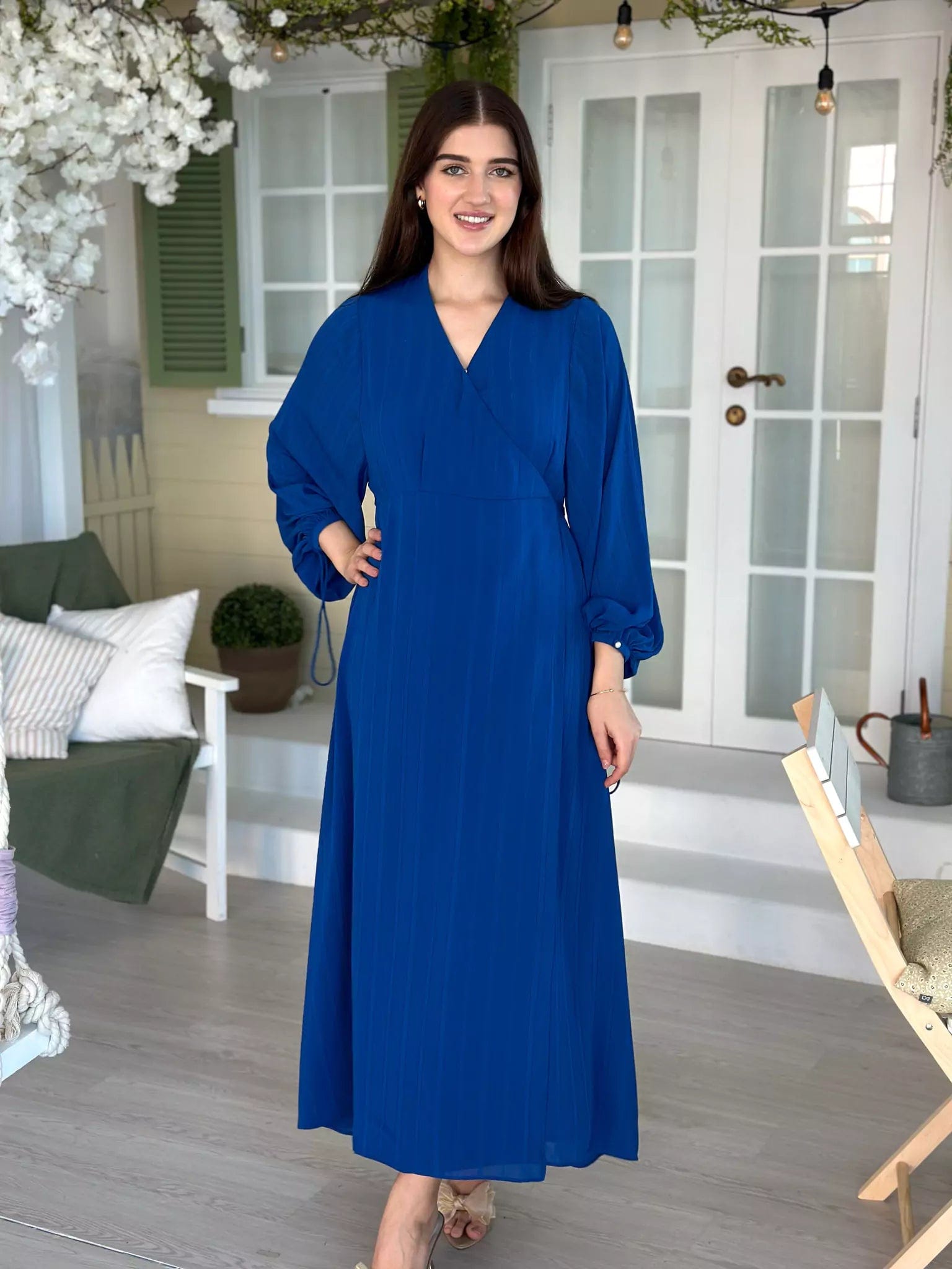 Imperial Blue Long Dress Tunics Polka dots