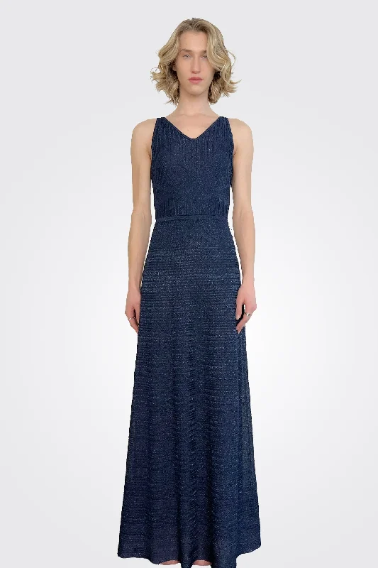 Long Dress - Navy Tunics Practical easy-care