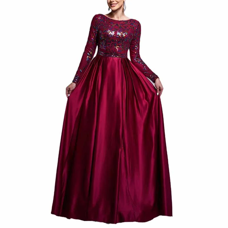 Long Sleeve High Waist Prom Dress A Line Evening Long Dress empire Waist empire
