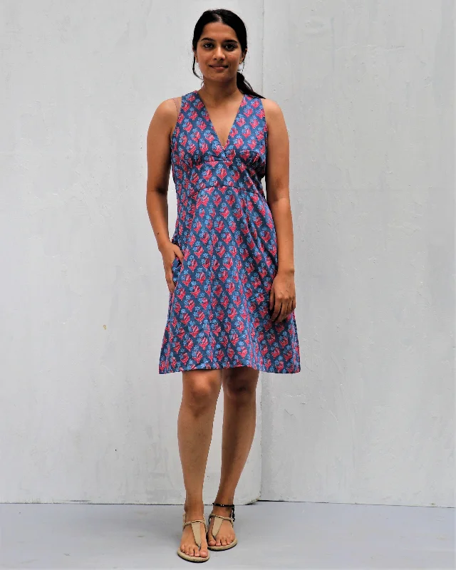 Midnight Garden Hand Block-Printed Cotton Dress - Neelanjali Tunics Hiking breathable