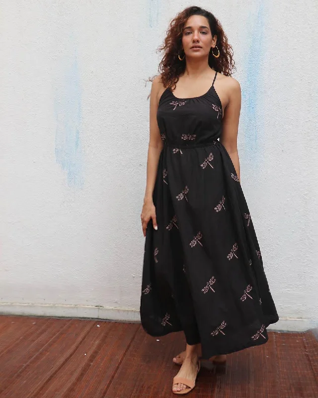 Midnight Mai Tai Handblock Printed Cotton Dress - Mono Tunics Modern contemporary