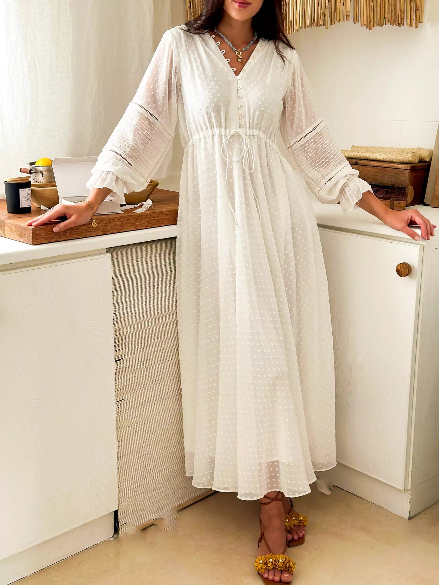 Ocean Oasis White Long Dress Tunics Travel practical