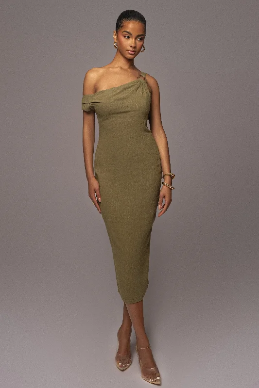 Olive Escape Linen Dress Tunics Fleece cozy