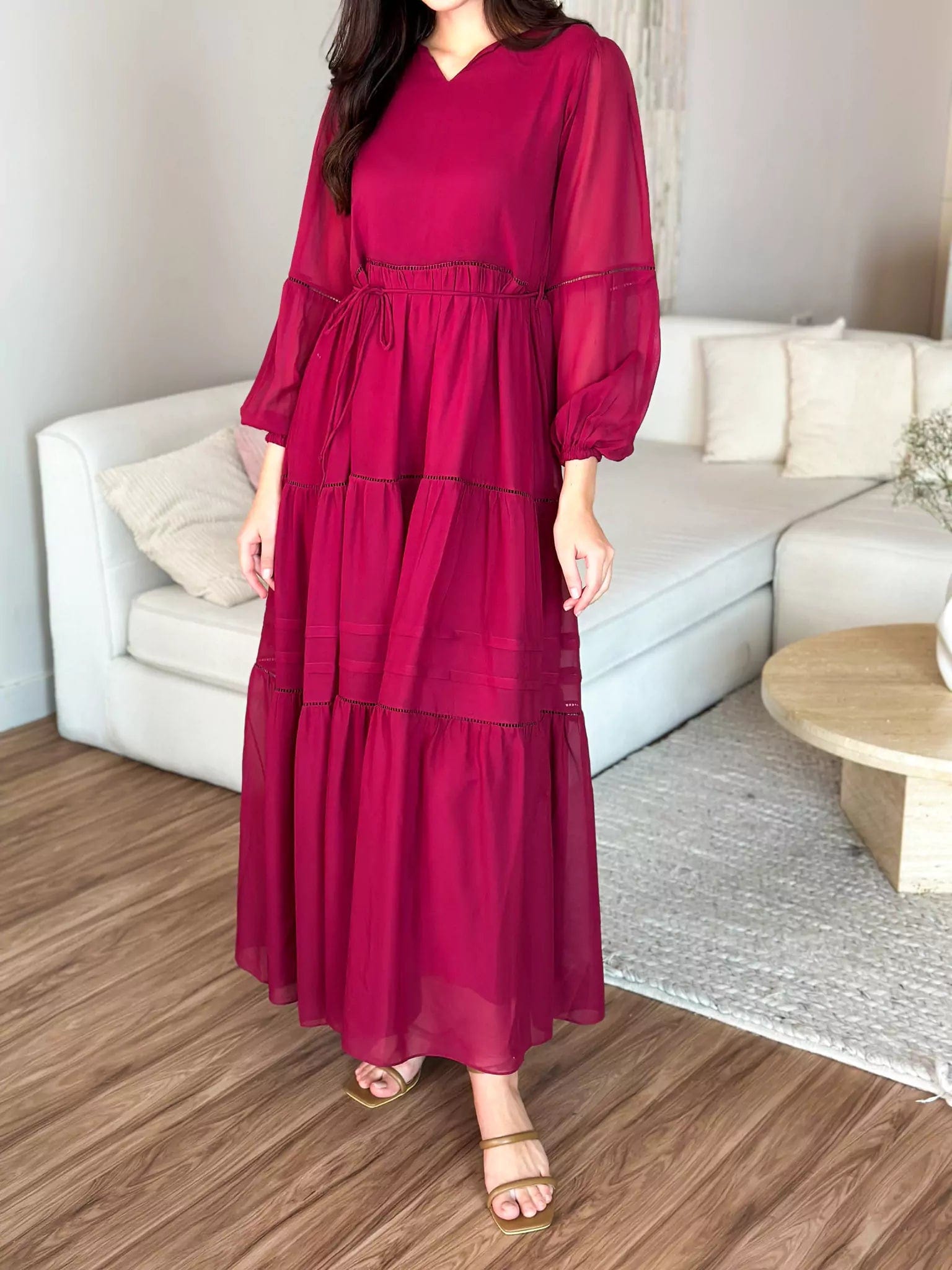 Rusmerry Solid Long Dress Tunics Denim casual
