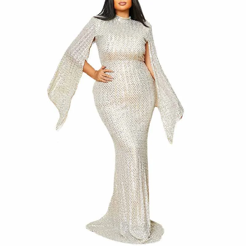 Sheer Cape Sleeve Sequin Black Prom Derss Plus Size Event Gowns Tunics Plaid country