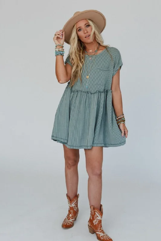 The Nest Subtle Escape Textured Dress - Olive Vintage Halter Neckline Beach