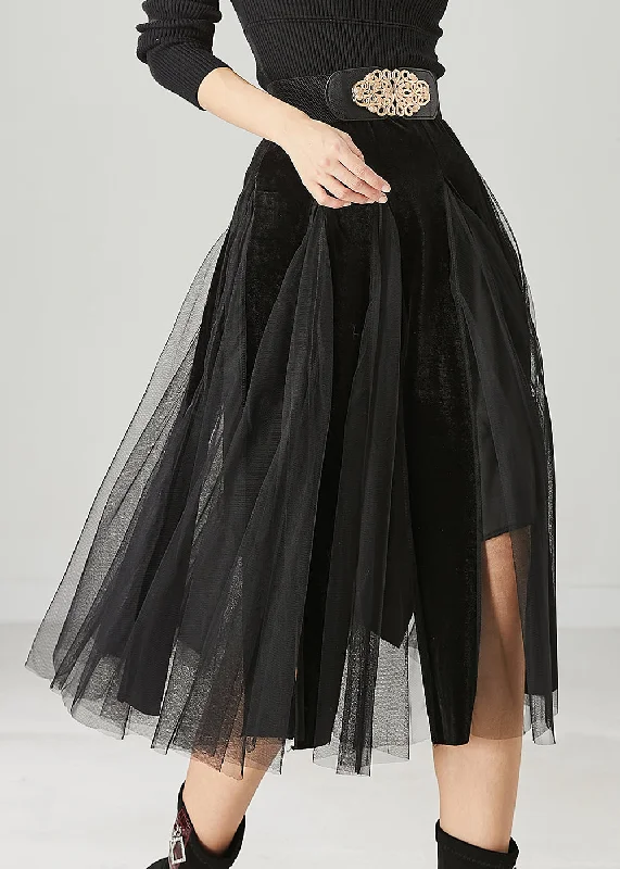 Women Black High Waist Patchwork Tulle Velvet Dress Spring Bodycon Club Sequined
