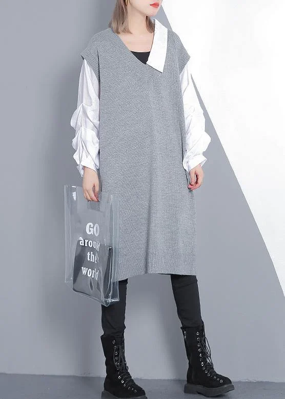 Women gray Sweater dress outfit Design Funny v neck knitted tops Collared Crew Neck Turtle Neck Women gray Sweater dress outfit Design Funny v neck knitted tops Collared Crew Neck Turtle Neck