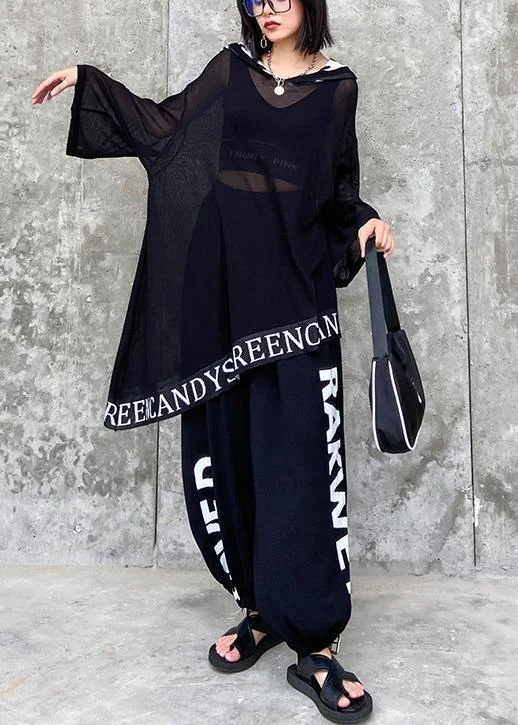 Women's plus size black letters are thin and fashionable early autumn knitted sweater bloomers two-piece suit Cashmere Blend Cotton Blend Poly Blend