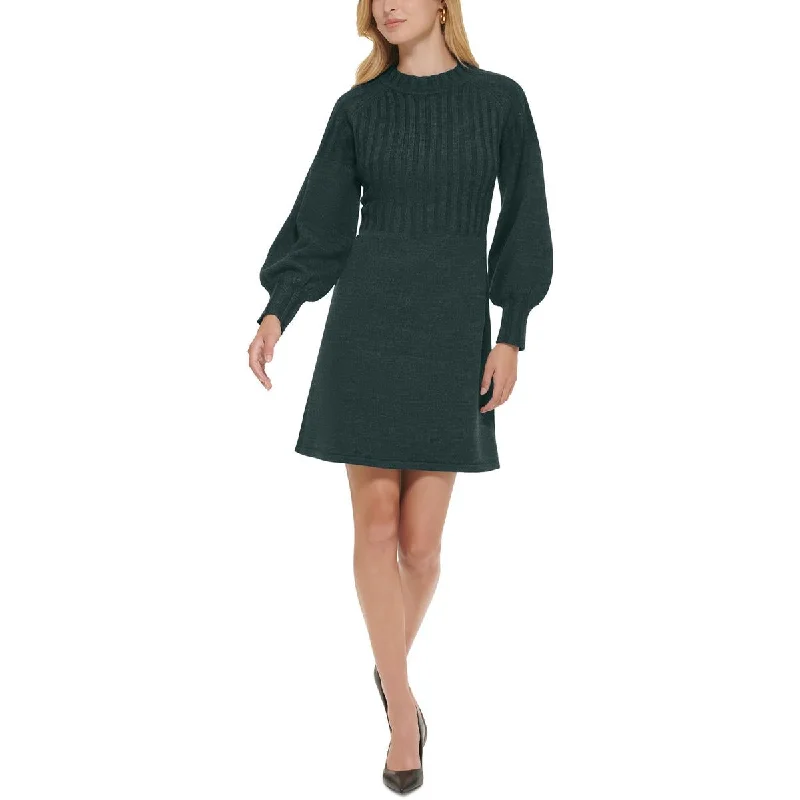 Calvin Klein Womens Knit Midi Sweaterdress Elasticated Padded Insulated