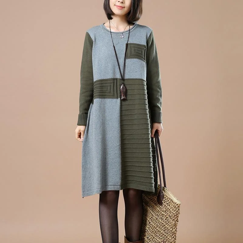 Green winter sweaters women knit dresses Casual Formal Business