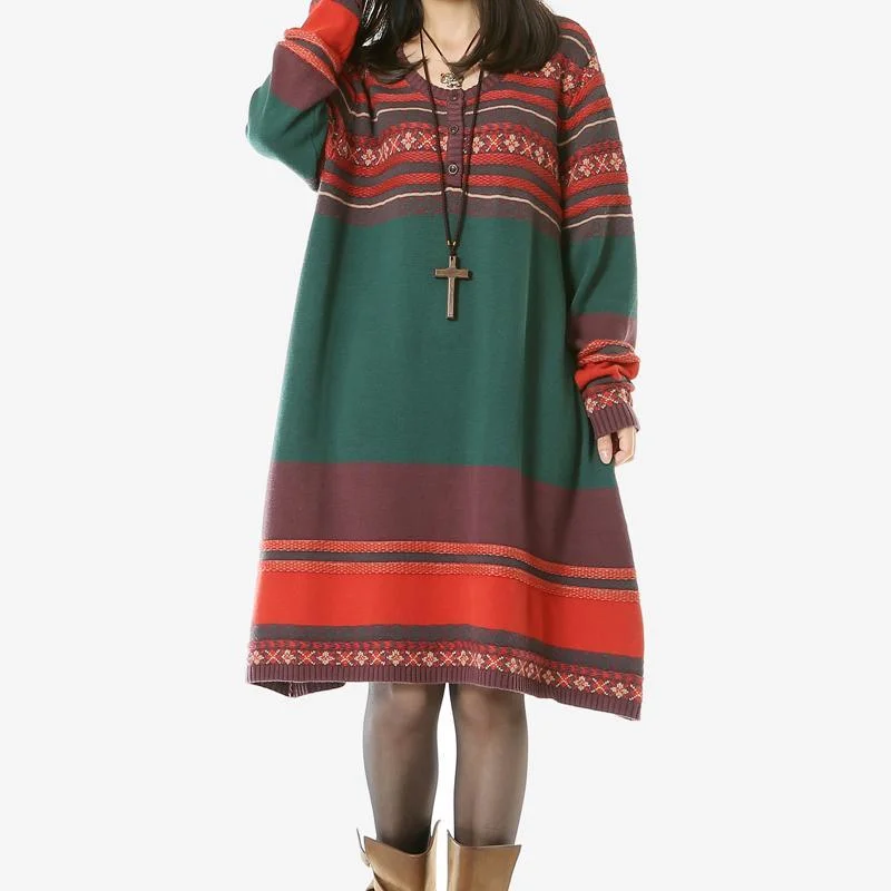 Green woman winter dresses plus size sweaters Modern Contemporary Chic