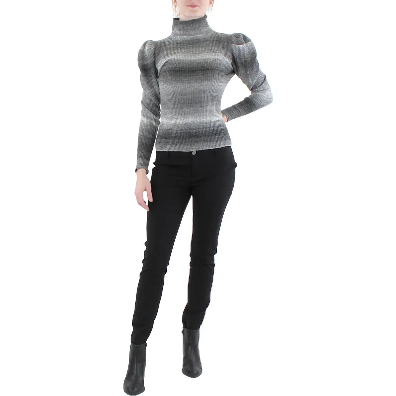 Lea & Viola Womens Wool Blend Comfy Turtleneck Sweater Embroidered Appliqued Beaded