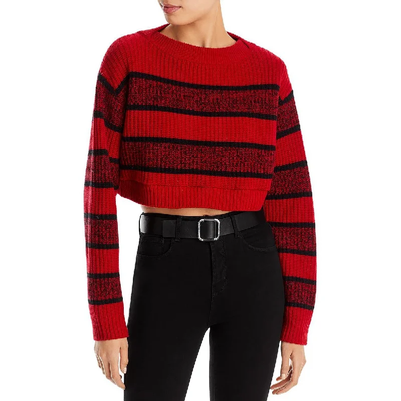 RE/DONE Womens Wool Boatneck Crop Sweater Satin Blend Silk Blend Wool Blend