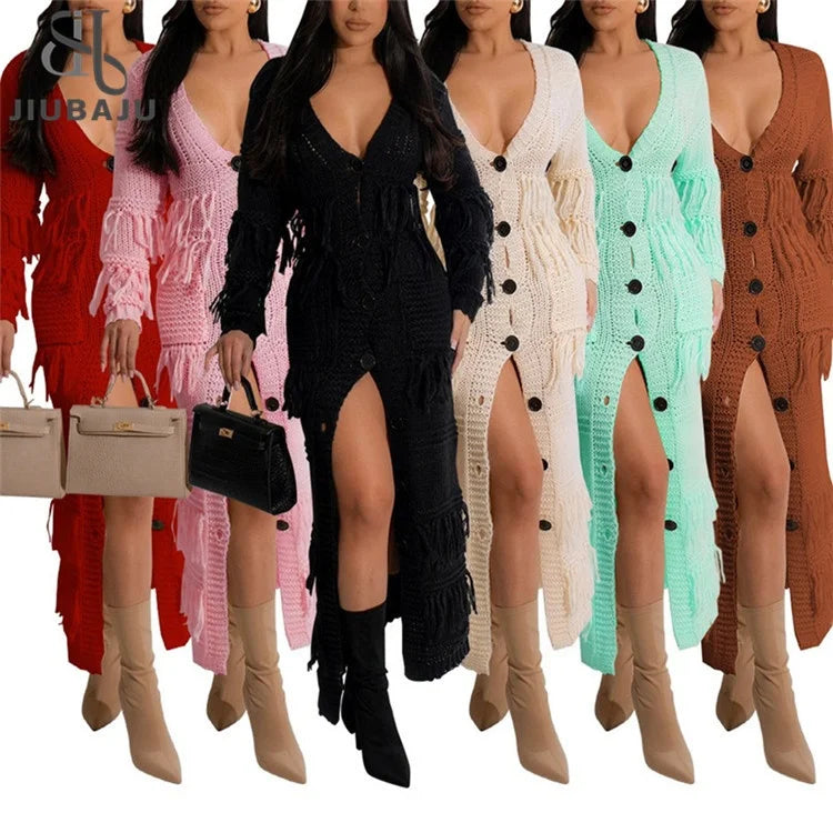 V-neck Tassel Pockets Single-breasted Party Club Sweater Dress for Women Winter Long Sleeve Knitted Birthday Vestidos Real Fur Shearling Chenille V-neck Tassel Pockets Single-breasted Party Club Sweater Dress for Women Winter Long Sleeve Knitted Birthday Vestidos Real Fur Shearling Chenille