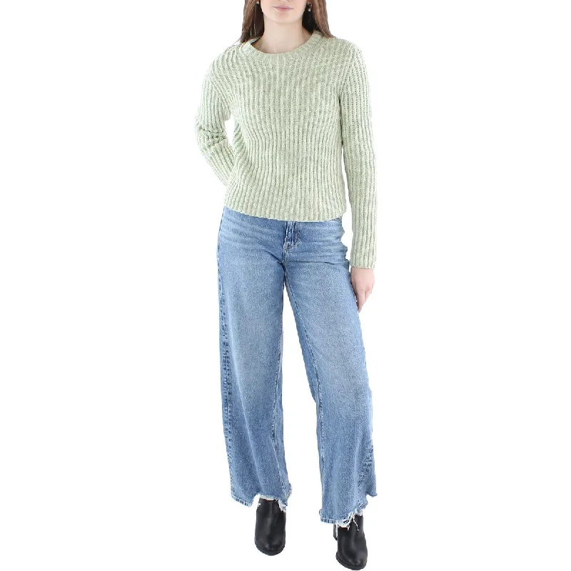 Vince Womens Ribbed Knit Crewneck Crewneck Sweater Cashmere Blend Cotton Blend Poly Blend