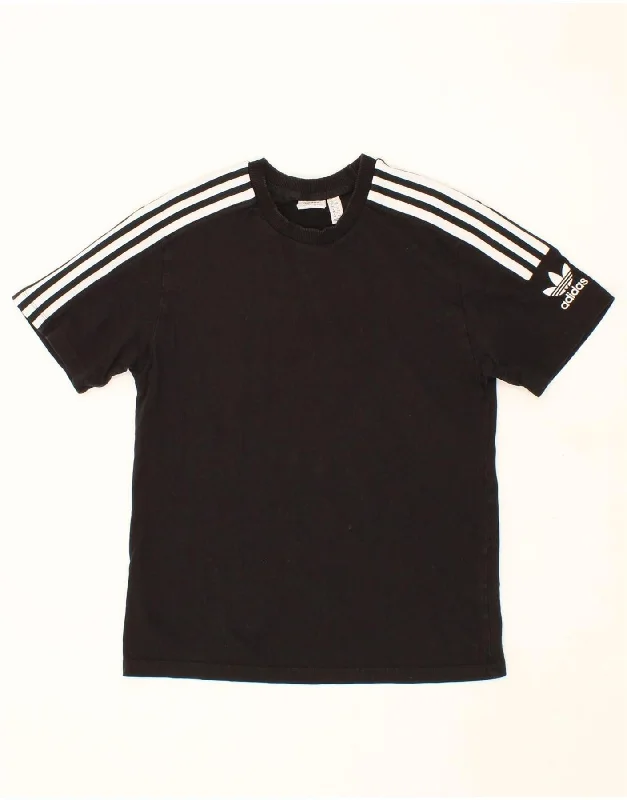 ADIDAS Womens T-Shirt Top UK 12 Medium Black Cotton