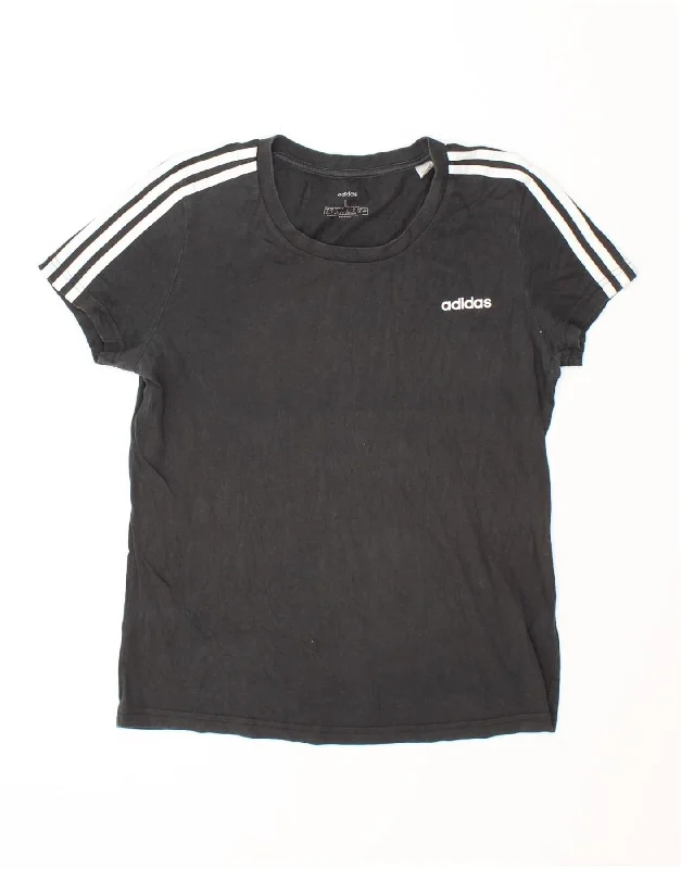 ADIDAS Womens T-Shirt Top UK 14/16 Large Black Cotton