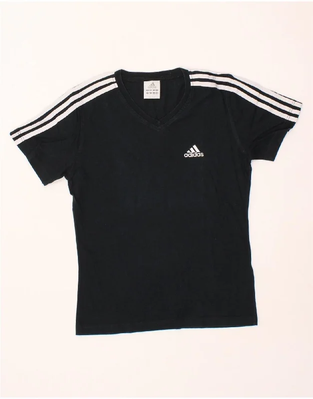 ADIDAS Womens T-Shirt Top UK 14 Large Black Cotton