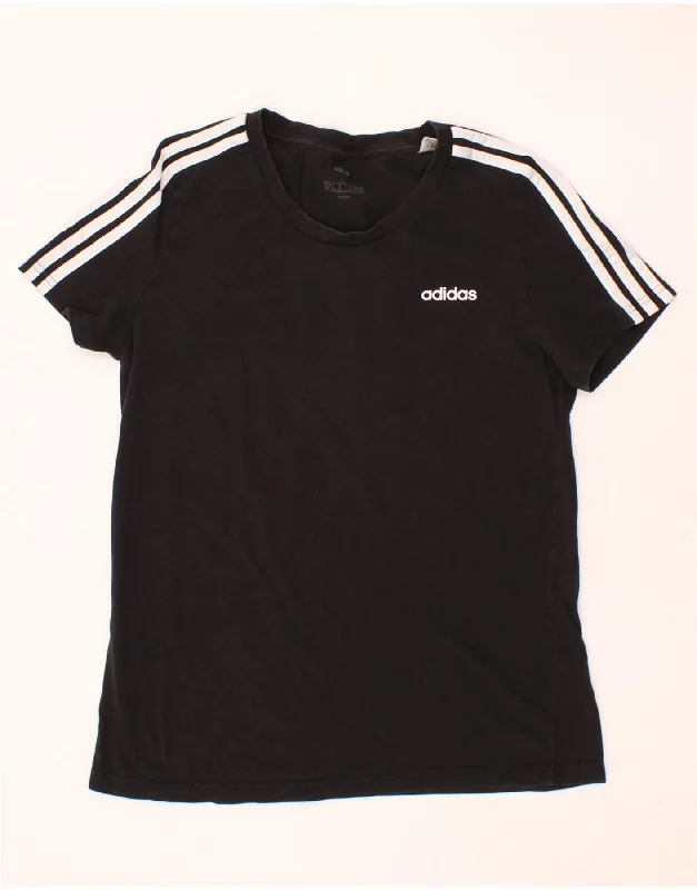 ADIDAS Womens T-Shirt Top UK 16/18 Large Black Cotton