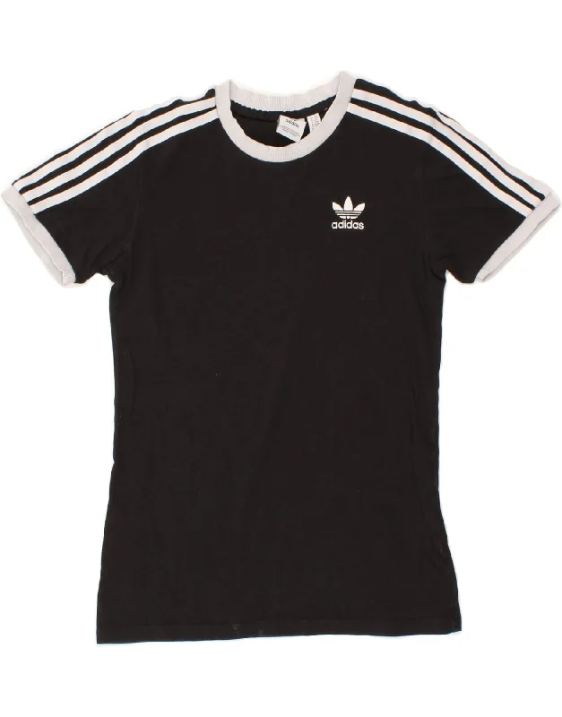 ADIDAS Womens T-Shirt Top UK 6 XS  Black Cotton