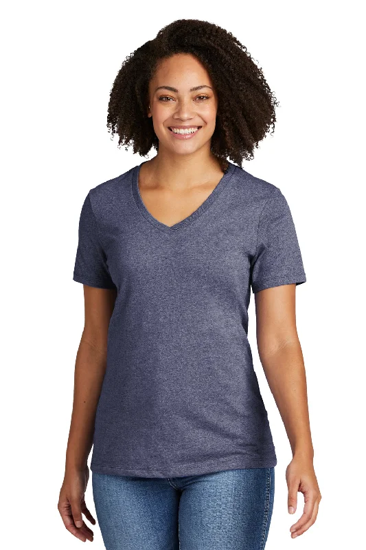 Allmade Womens Recycled Short Sleeve V-Neck T-Shirt - Heather Navy Blue