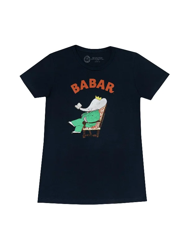 Babar Women's Crew T-Shirt Lace Blend Ribbed Blend Corduroy Blend