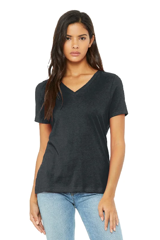 Bella + Canvas Womens CVC Short Sleeve V-Neck T-Shirt - Heather Dark Grey