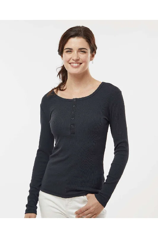 Boxercraft Womens Harper Long Sleeve Henley T-Shirt - Black