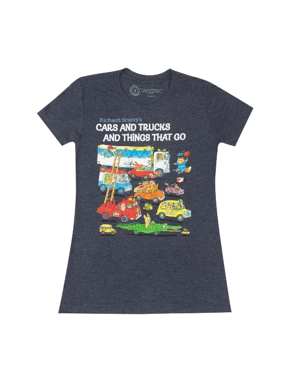 Richard Scarry - Cars and Trucks and Things That Go Women’s Crew T-Shirt Graphic Embroidered Appliqued Richard Scarry - Cars and Trucks and Things That Go Women’s Crew T-Shirt Graphic Embroidered Appliqued