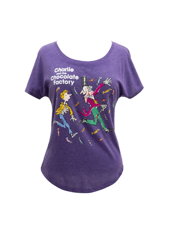 Charlie and the Chocolate Factory Women’s Relaxed Fit T-Shirt Elasticated Padded Insulated