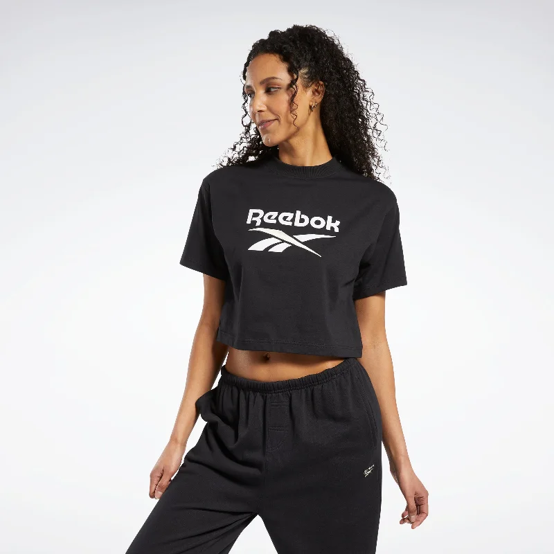 Classics Big Logo Cropped T-Shirt Black Print Jacquard Patchwork