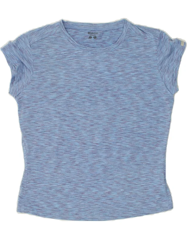 COLUMBIA Womens T-Shirt Top UK 14 Medium Blue Flecked Nylon