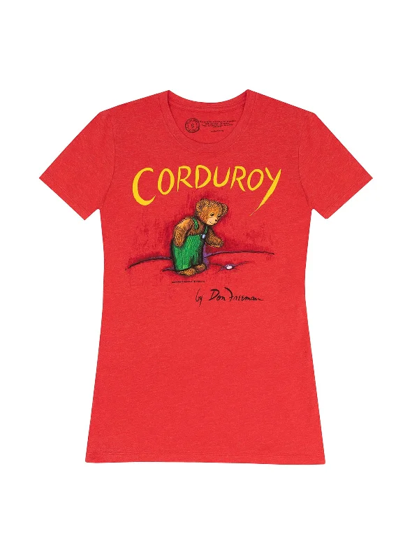 Corduroy Women's Crew T-Shirt Basic T-Shirt Crew Neck Short Sleeve