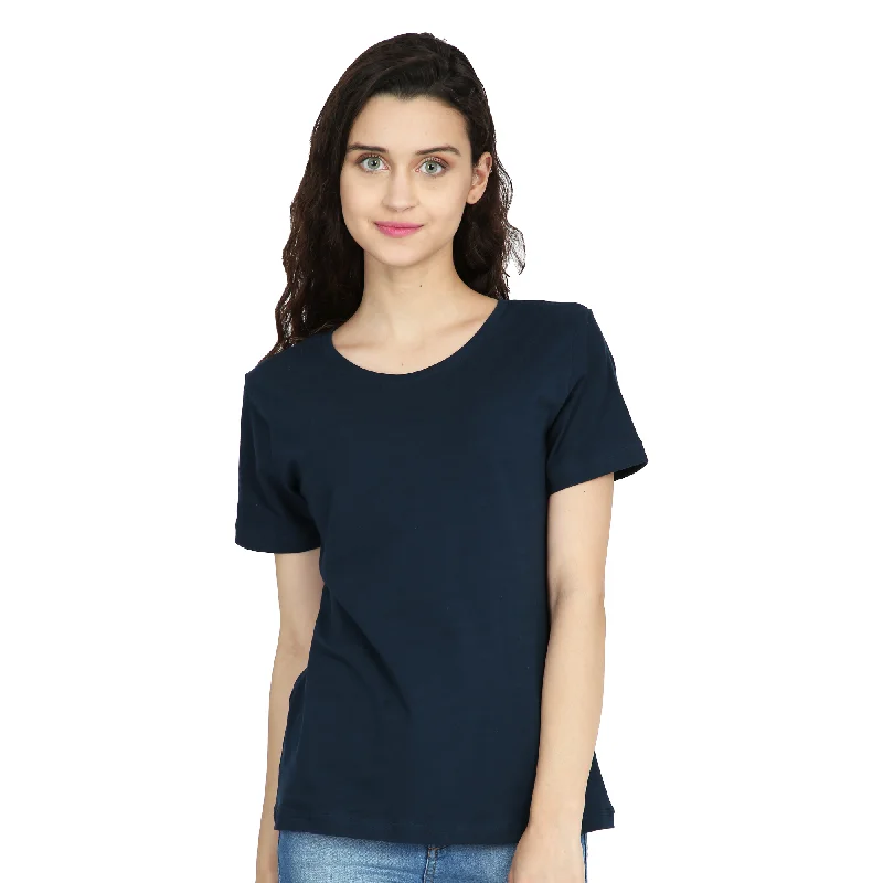 Cotton Stretchable Women T-Shirt Solid Color | Navy Blue Jersey Fabric Tulle Fabric Batik Fabric Cotton Stretchable Women T-Shirt Solid Color | Navy Blue Jersey Fabric Tulle Fabric Batik Fabric
