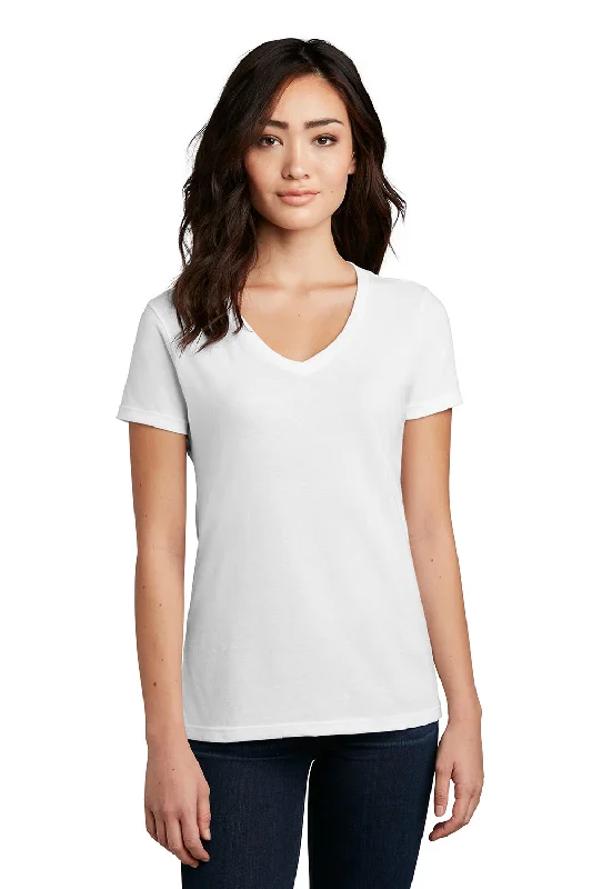 District Womens Perfect Blend Short Sleeve V-Neck T-Shirt - White