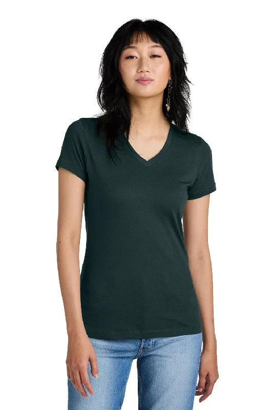 District Womens Perfect Weight Short Sleeve V-Neck T-Shirt - Rainforest Green - NEW