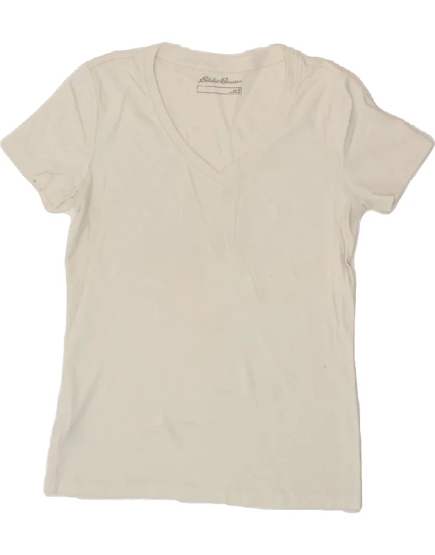 EDDIE BAUER Womens T-Shirt Top UK 12 Medium White Cotton