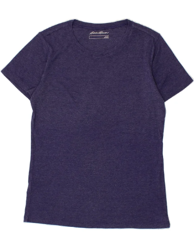 EDDIE BAUER Womens T-Shirt Top UK 14 Large Navy Blue Cotton