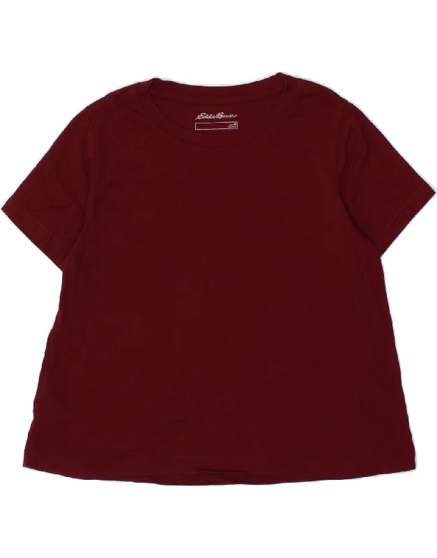 EDDIE BAUER Womens T-Shirt Top UK 14 Medium Burgundy Cotton