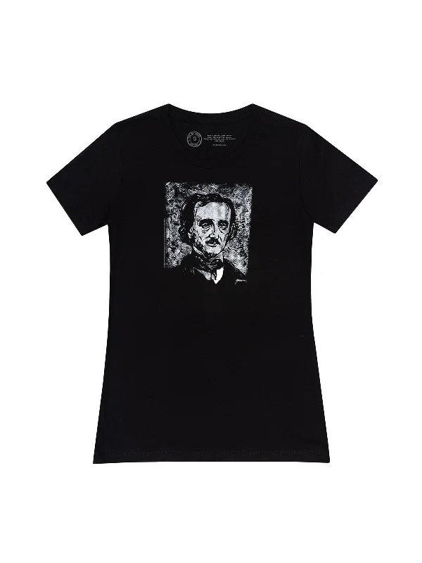 Edgar Allan Poe Melancholy Women's Crew T-Shirt Satin Blend Silk Blend Wool Blend