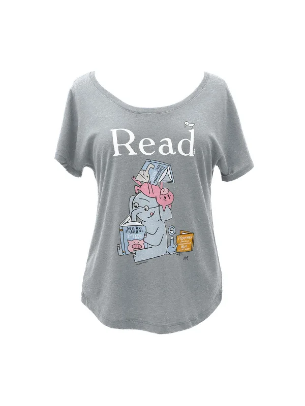 ELEPHANT & PIGGIE Read Women’s Relaxed Fit T-Shirt Fashionable Trendy Casual